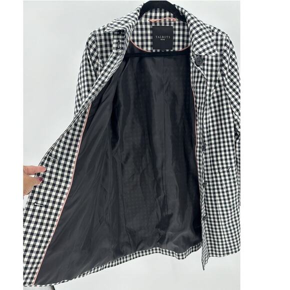 Talbots CLASSIC GINGHAM MAC black white water resistant preppy coastal grandma - Picture 5 of 10